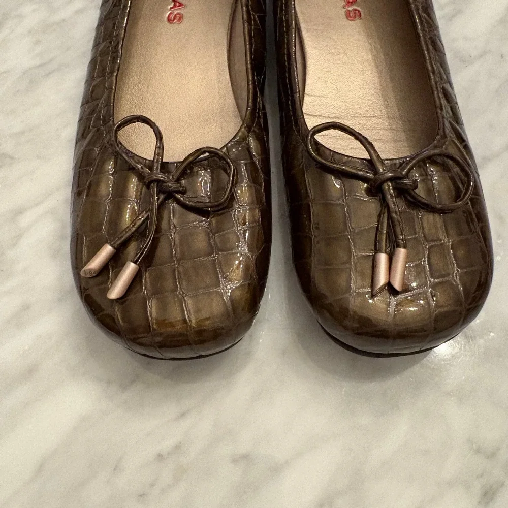 Sabrinas Brown Croc Embossed Ballet Flats Bow Detail Comfort Shoes‎ EU 40 Spain